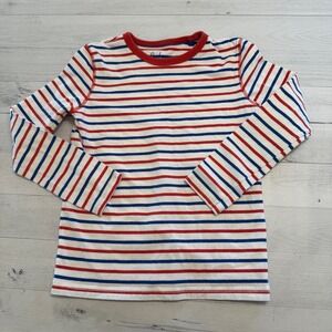 Mini Boden Red, Blue, and White Striped Long Sleeve Tee
